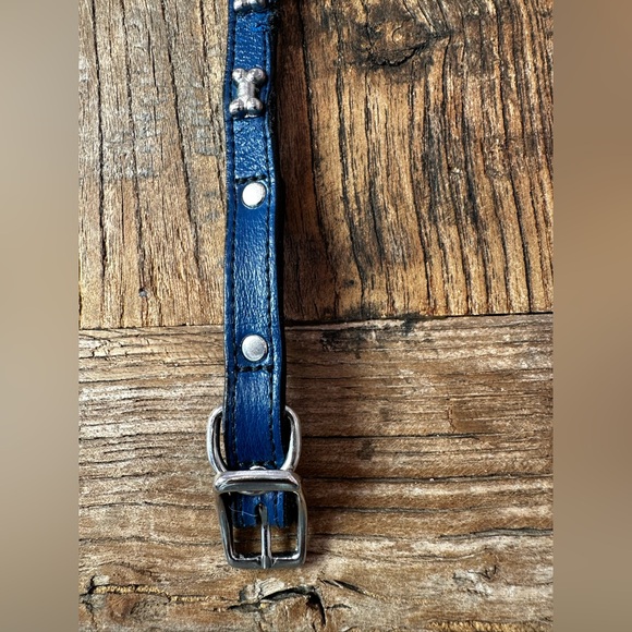 Blue Leather Dog Collar - Picture 5 of 6